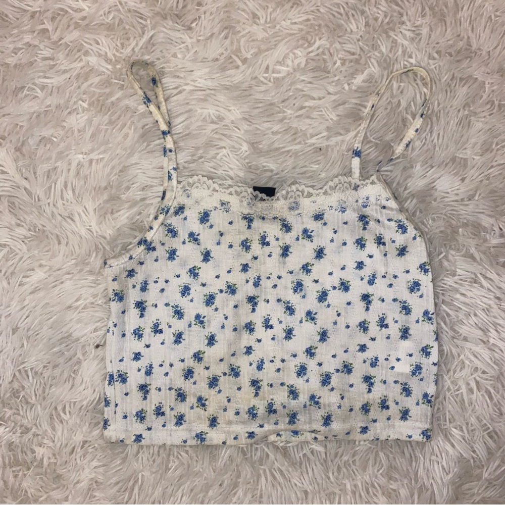 FWP! ROMWE lace floral tank crop